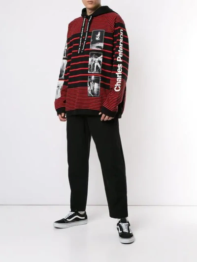 Takahiromiyashita The Soloist Band Graphic Stripe Hoodie In Red