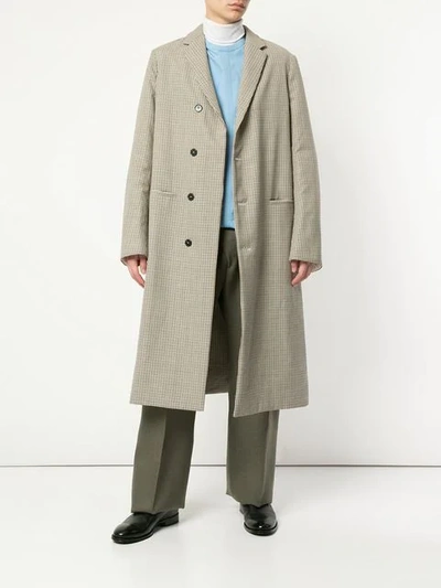 JIL SANDER CHECKED LONG COAT - 中性色