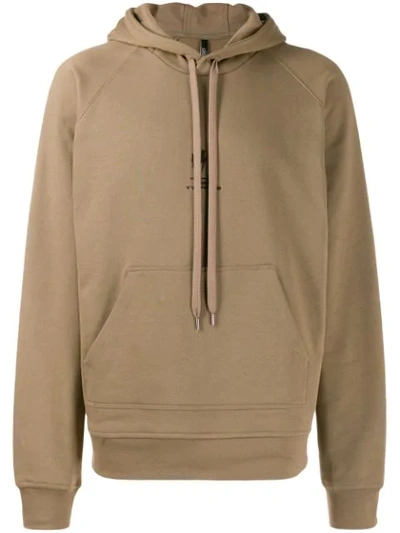 Shop Neil Barrett Logo Embroidered Hoodie In 2007 Khaki/black