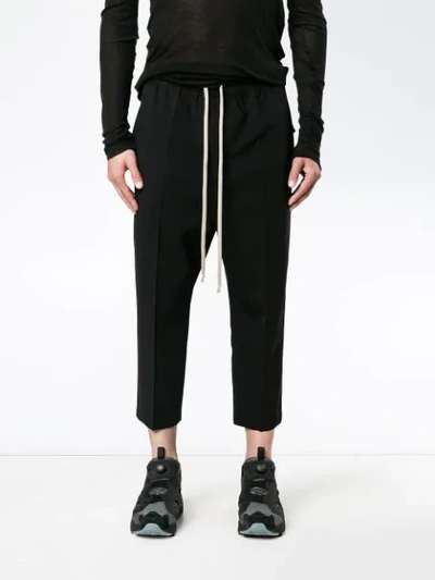 Shop Rick Owens Drawstring Drop-crotch Trousers - Black