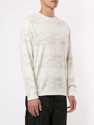 Shop Supreme Metallic Jacquard Crew Neck Jumper In White