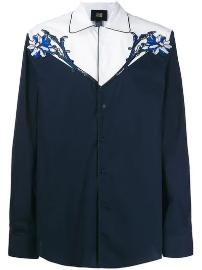 Shop Cavalli Class Appliqué Detail Shirt In Blue