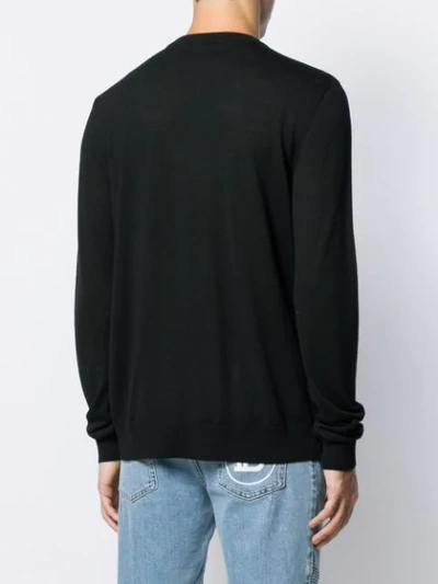 Shop Balmain Jacquard Logo Knitted Sweater In Black