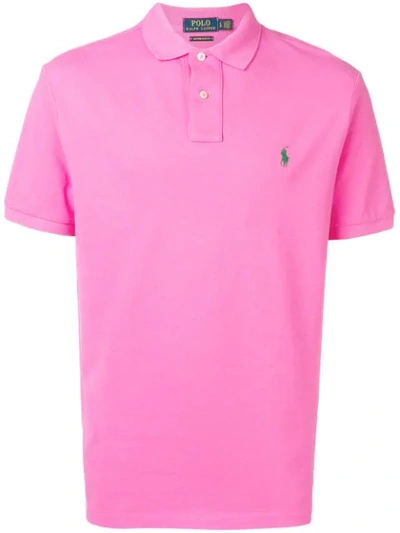 Shop Polo Ralph Lauren Embroidered Logo Polo Shirt In Pink