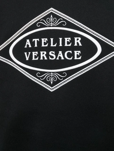 Shop Versace Embroidered Slogan Sweatshirt In Black