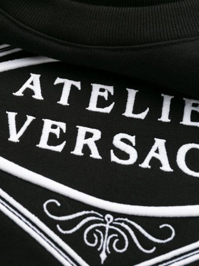 Shop Versace Embroidered Slogan Sweatshirt In Black