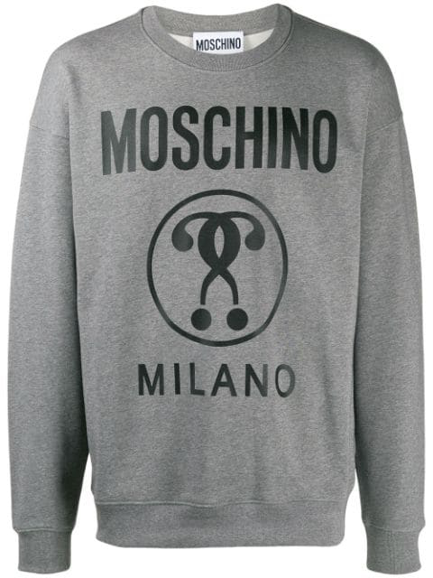 Moschino Logo Print Jumper In Grey 