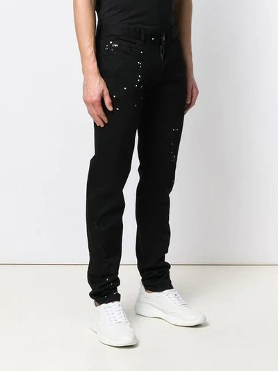 Shop Emporio Armani Plain Splatter Jeans In Black