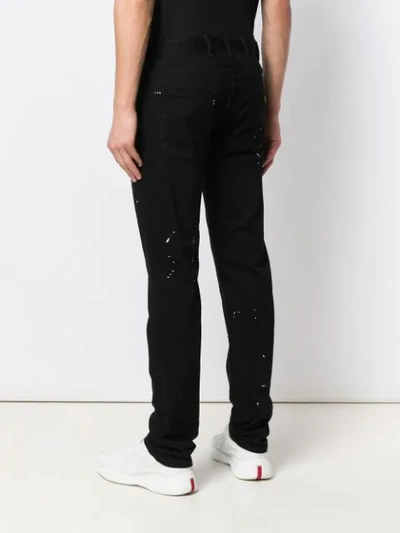 Shop Emporio Armani Plain Splatter Jeans In Black