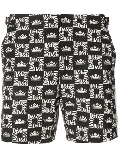 Shop Dolce & Gabbana Black Logo Swimming Shorts