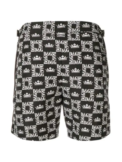 Shop Dolce & Gabbana Black Logo Swimming Shorts