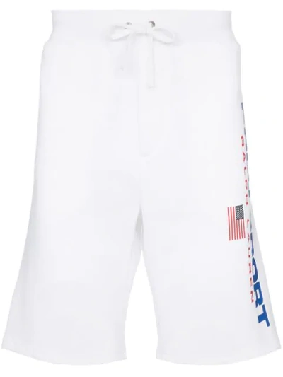 Shop Polo Ralph Lauren Logo Print Track Shorts In White