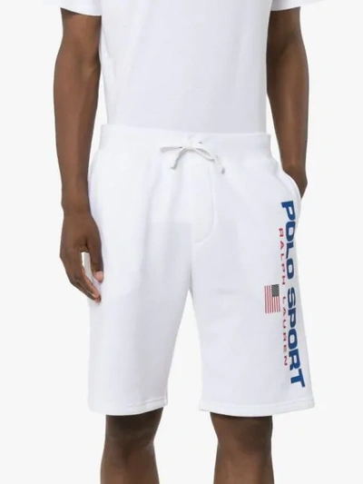 Shop Polo Ralph Lauren Logo Print Track Shorts In White