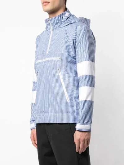 Shop Comme Des Garçons Shirt Striped Hoodie In Blue