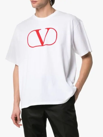 Shop Valentino Vlogo T-shirt In White