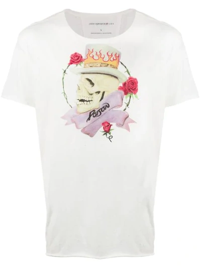 Shop John Varvatos Skull Print T-shirt In White