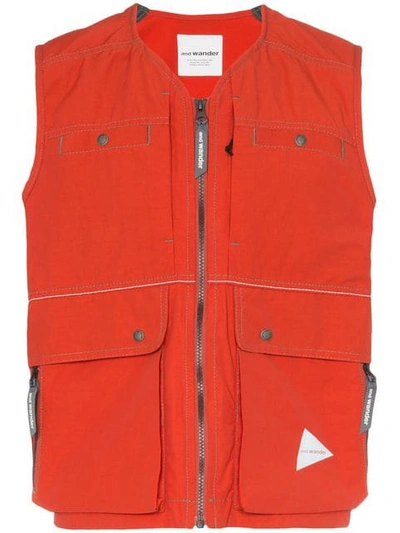 AND WANDER LASER SLEEVELESS WAISTCOAT - 红色