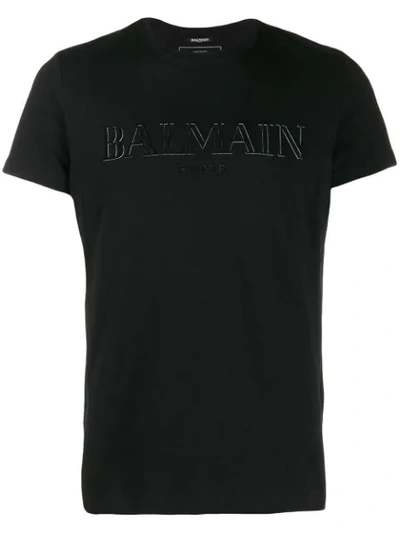 Shop Balmain Raised Logo T-shirt In Black