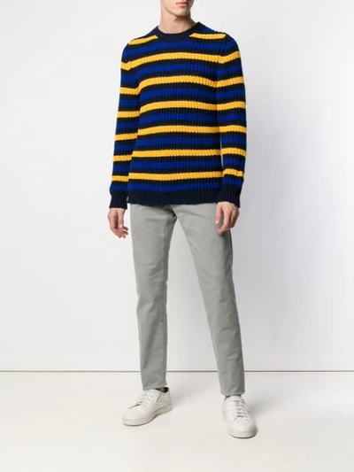 Shop Mp Massimo Piombo Striped Jumper In Yellow