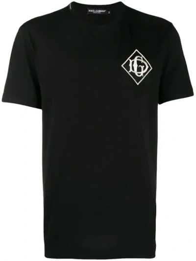 Shop Dolce & Gabbana Dg Logo Embroidered T-shirt In Black