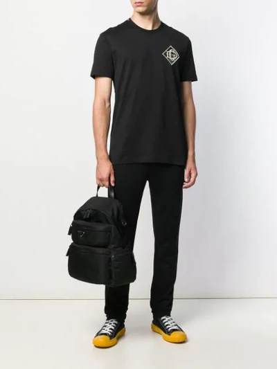 Shop Dolce & Gabbana Dg Logo Embroidered T-shirt In Black