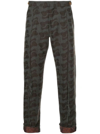 Pre-owned Comme Des Garçons Mixed-print Cropped Trousers In Brown