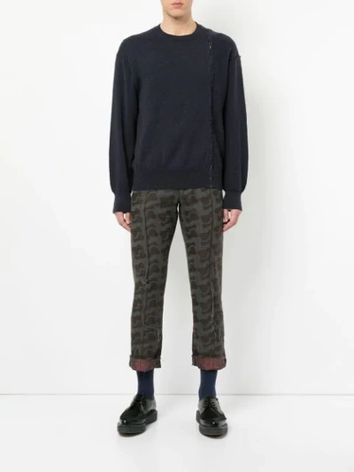 Pre-owned Comme Des Garçons Mixed-print Cropped Trousers In Brown