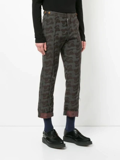 Pre-owned Comme Des Garçons Mixed-print Cropped Trousers In Brown