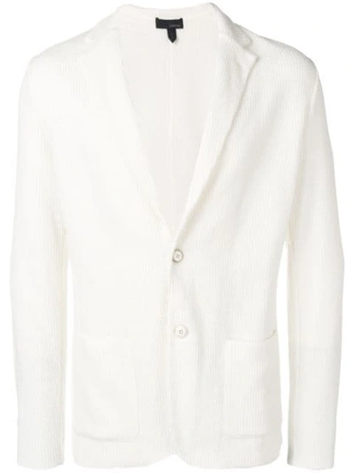 Shop Lardini Corduroy Button Blazer In White