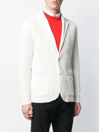 Shop Lardini Corduroy Button Blazer In White