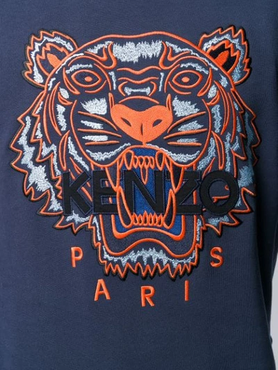 Shop Kenzo Embroidered Tiger Sweatshirt In Blue