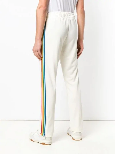 Shop Palm Angels Rainbow Stripe Track Pants In White