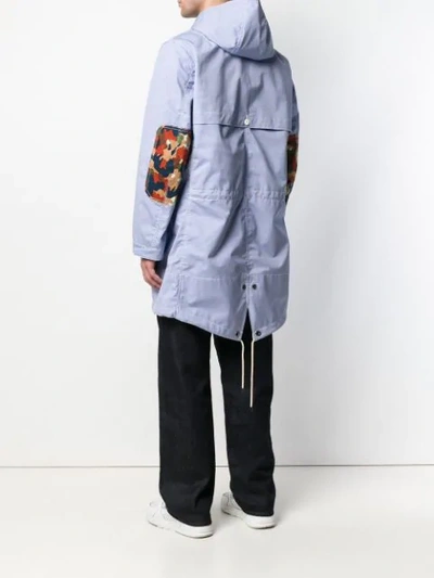 Shop Junya Watanabe Check Print Hooded Jacket In Blue