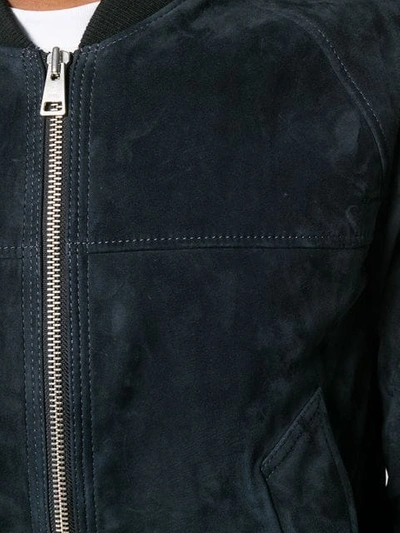 Shop Ami Alexandre Mattiussi Zipped Suede Jacket In Blue