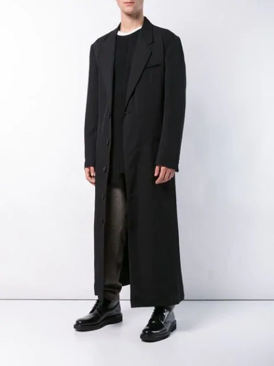 Shop Yohji Yamamoto Long Single-breasted Coat In Black