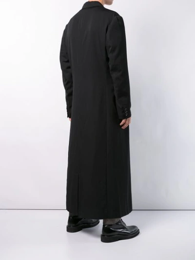 Shop Yohji Yamamoto Long Single-breasted Coat In Black