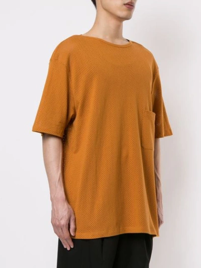 Shop Lemaire Chest Pocket Perforated T-shirt In Orange