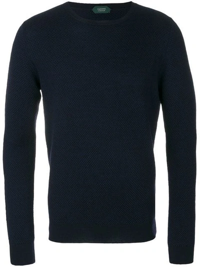 Shop Zanone Textured Knit Jumper In Blue