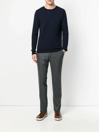 Zanone Rib-trimmed Virgin Wool Jumper In Blue