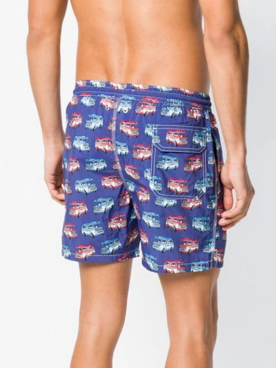 Shop Capricode Bus Print Swim Shorts In Blue