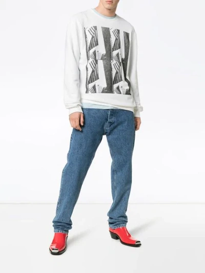 Calvin Klein 205w39nyc Andy Warhol Flag Print Long Sleeved Top In White