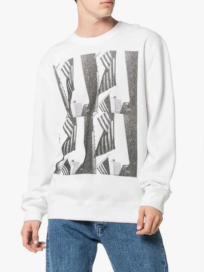Calvin Klein 205w39nyc Andy Warhol Flag Print Long Sleeved Top In White