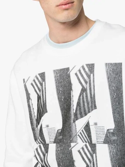 Calvin Klein 205w39nyc Andy Warhol Flag Print Long Sleeved Top In White