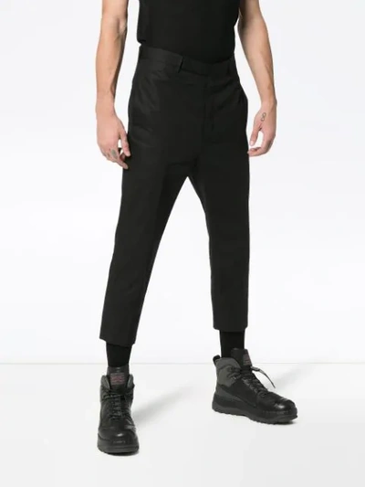 Shop Rick Owens Rip Stop Cropped Trousers In Black