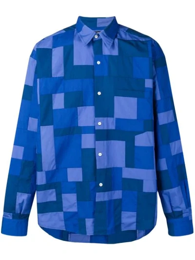 Shop Jacquemus Colour Block Print Shirt In Blue