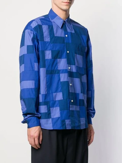 Shop Jacquemus Colour Block Print Shirt In Blue