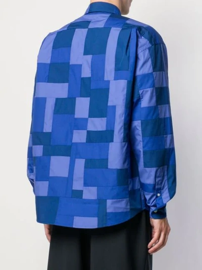 Shop Jacquemus Colour Block Print Shirt In Blue