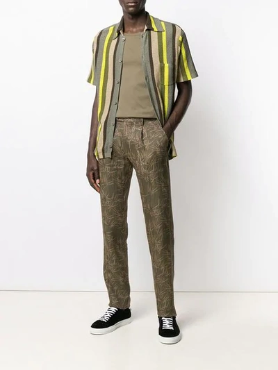 Shop Etro Embroidered Tailored Trousers - Green