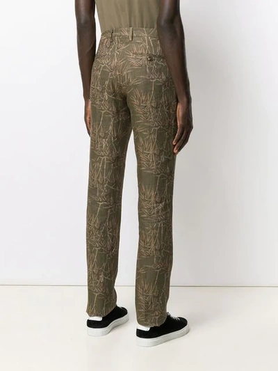 Shop Etro Embroidered Tailored Trousers - Green