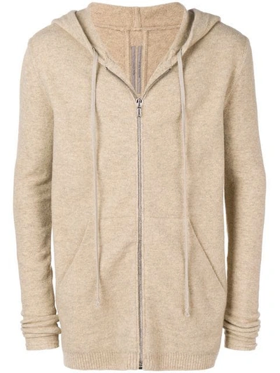 Shop Rick Owens Longline Zip Front Hoodie In Neutrals